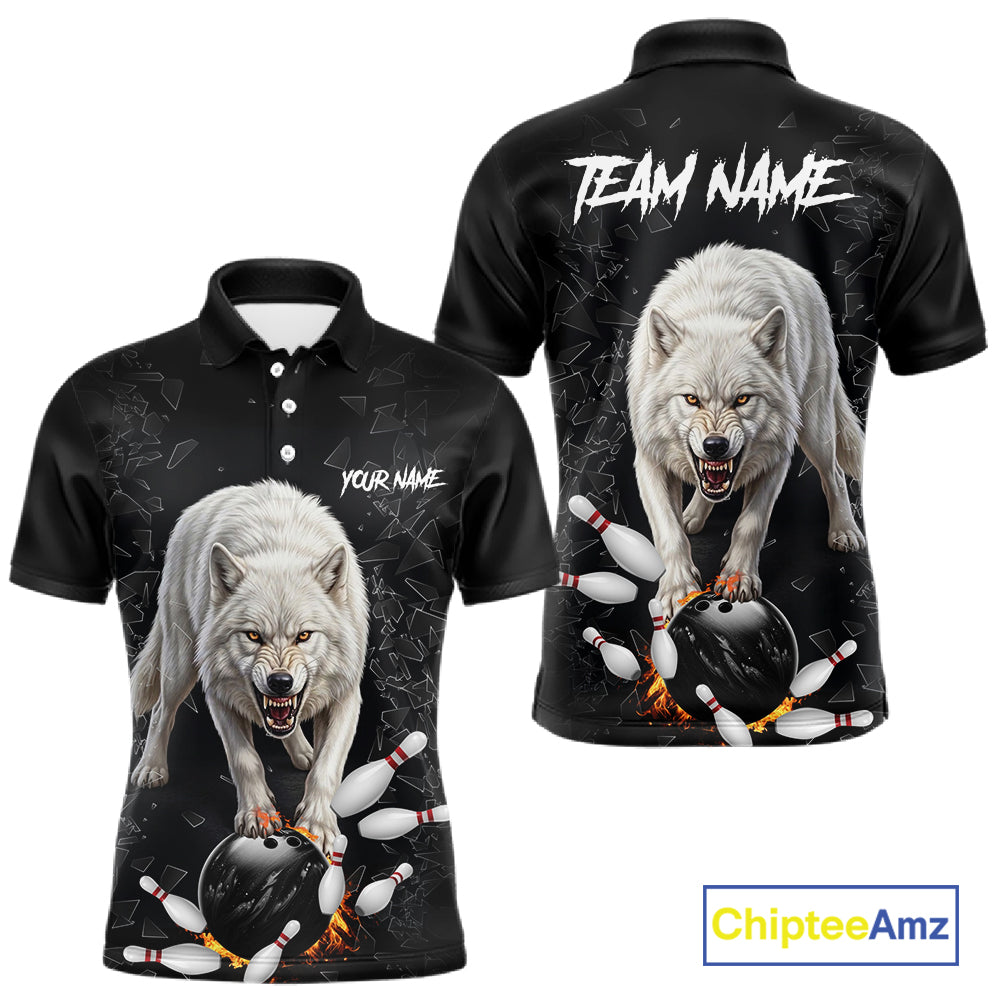 Custom Wolf Broken Glass Bowling Shirts, Wolf Bowling Team Shirt Bowler Uniform Outfits