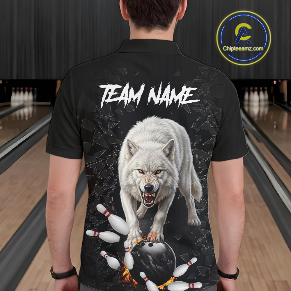 Custom Wolf Broken Glass Bowling Shirts, Wolf Bowling Team Shirt Bowler Uniform Outfits