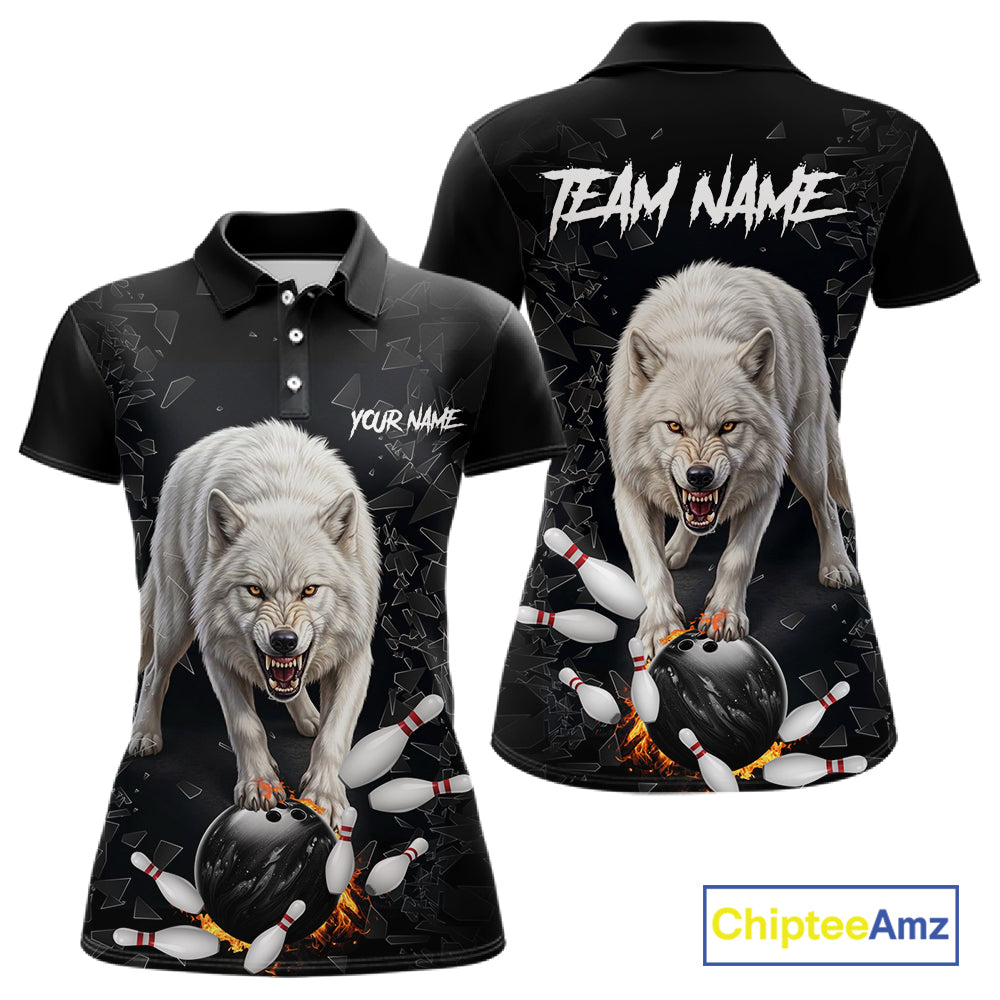 Custom Wolf Broken Glass Bowling Shirts, Wolf Bowling Team Shirt Bowler Uniform Outfits