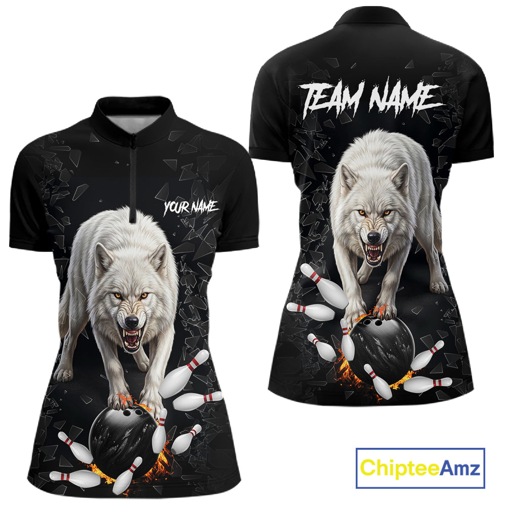 Custom Wolf Broken Glass Bowling Shirts, Wolf Bowling Team Shirt Bowler Uniform Outfits