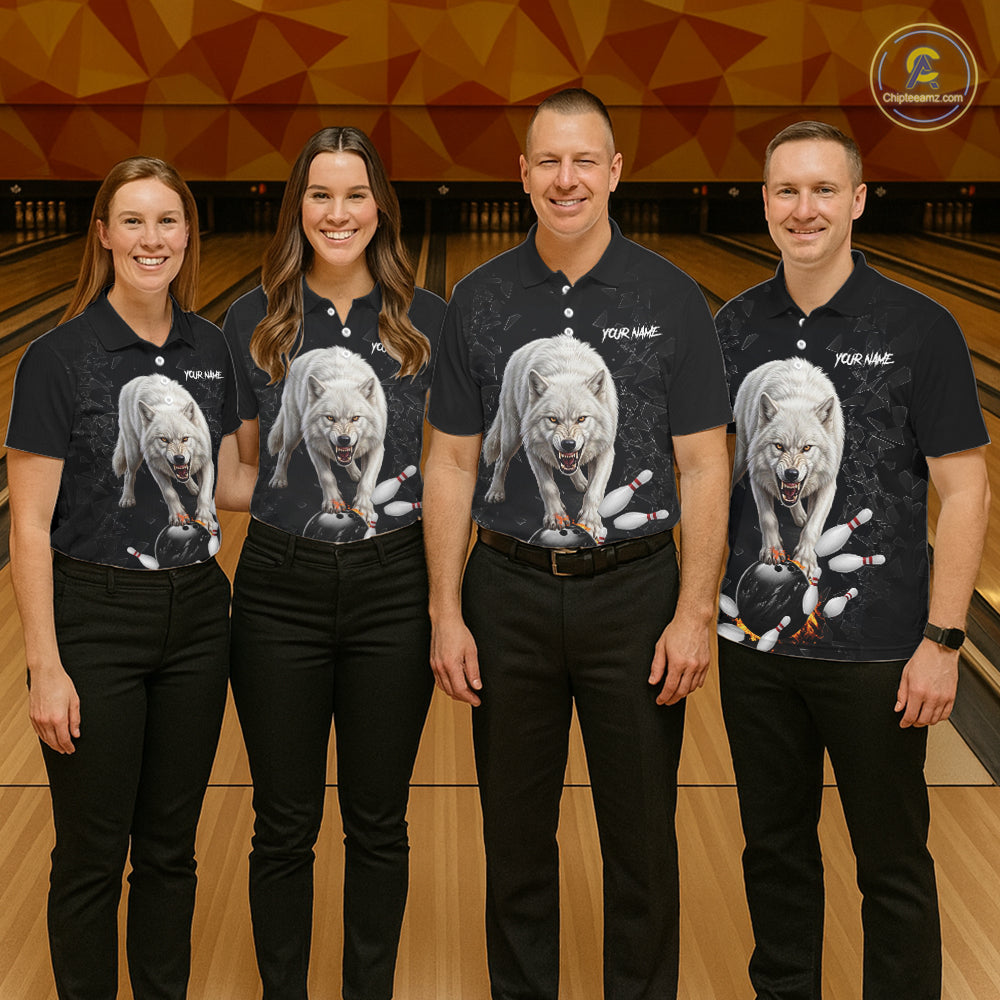 Custom Wolf Broken Glass Bowling Shirts, Wolf Bowling Team Shirt Bowler Uniform Outfits