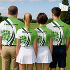 Custom White And Green Shamrock St Patrick Golf Polo Shirt Shamrock Golf Shirt