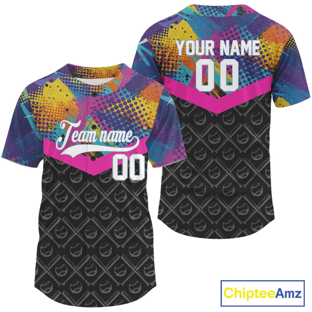 Custom Colorful Graffiti Baseball Ball Shirt Outfits Baseball Team Jerseys