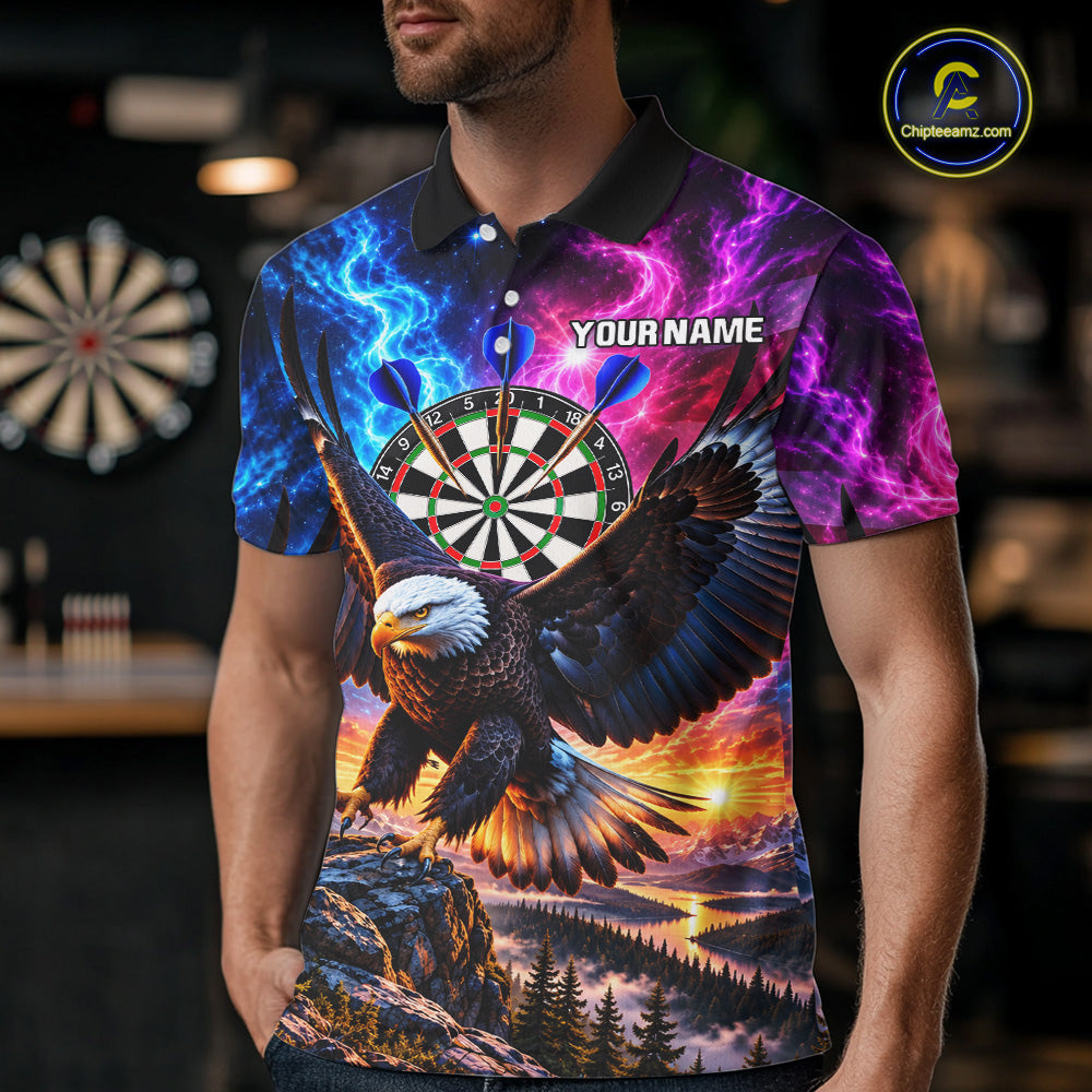 Custom Eagle Dart Polo 1/4-Zip Shirt Smoke Mountain Eagle Dart Team Tournament Shirt