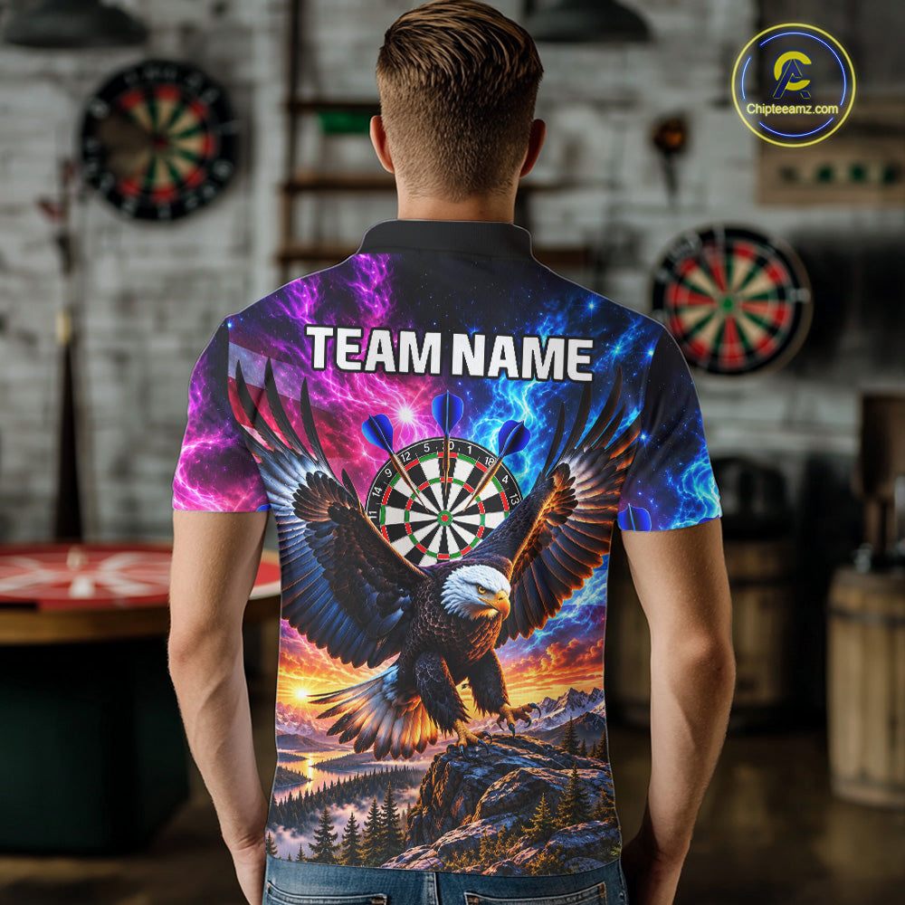 Custom Eagle Dart Polo 1/4-Zip Shirt Smoke Mountain Eagle Dart Team Tournament Shirt