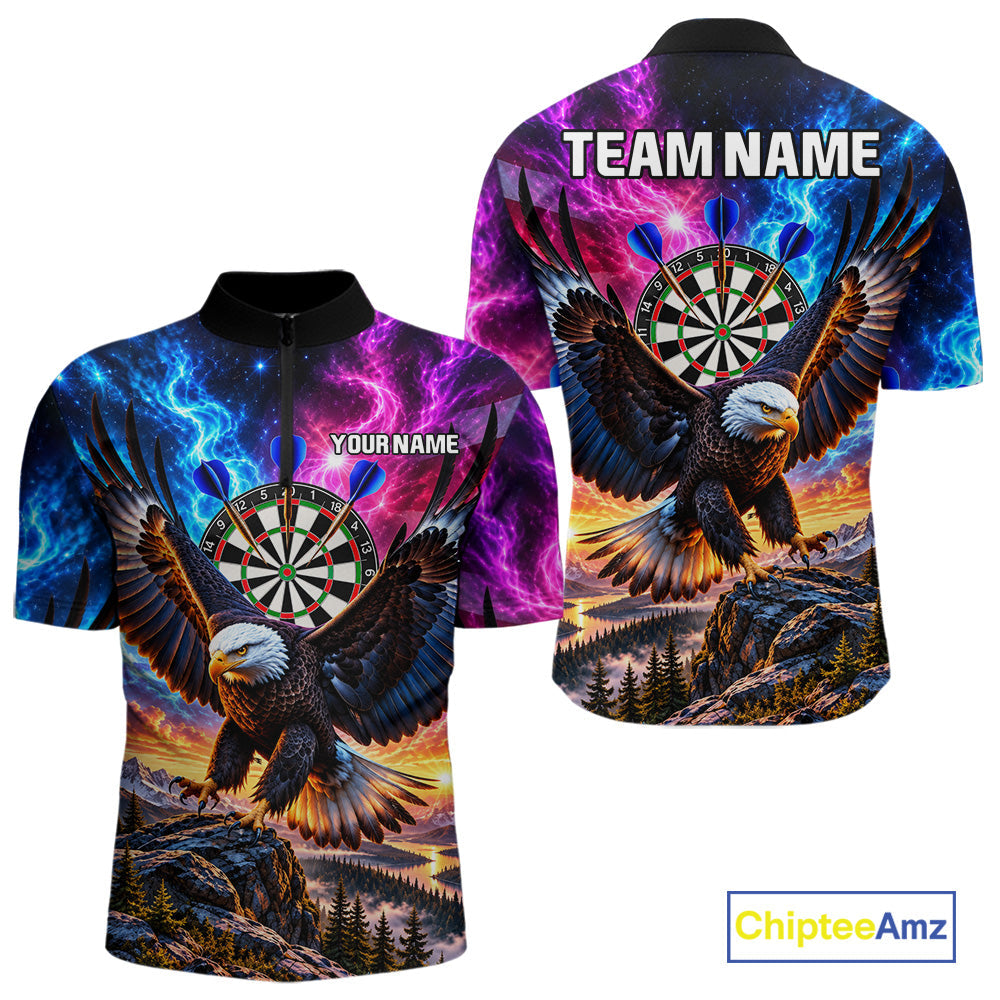 Custom Eagle Dart Polo 1/4-Zip Shirt Smoke Mountain Eagle Dart Team Tournament Shirt