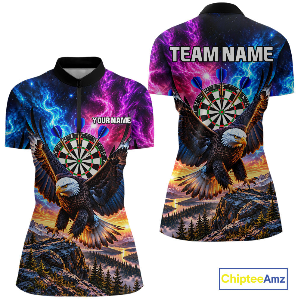 Custom Eagle Dart Polo 1/4-Zip Shirt Smoke Mountain Eagle Dart Team Tournament Shirt