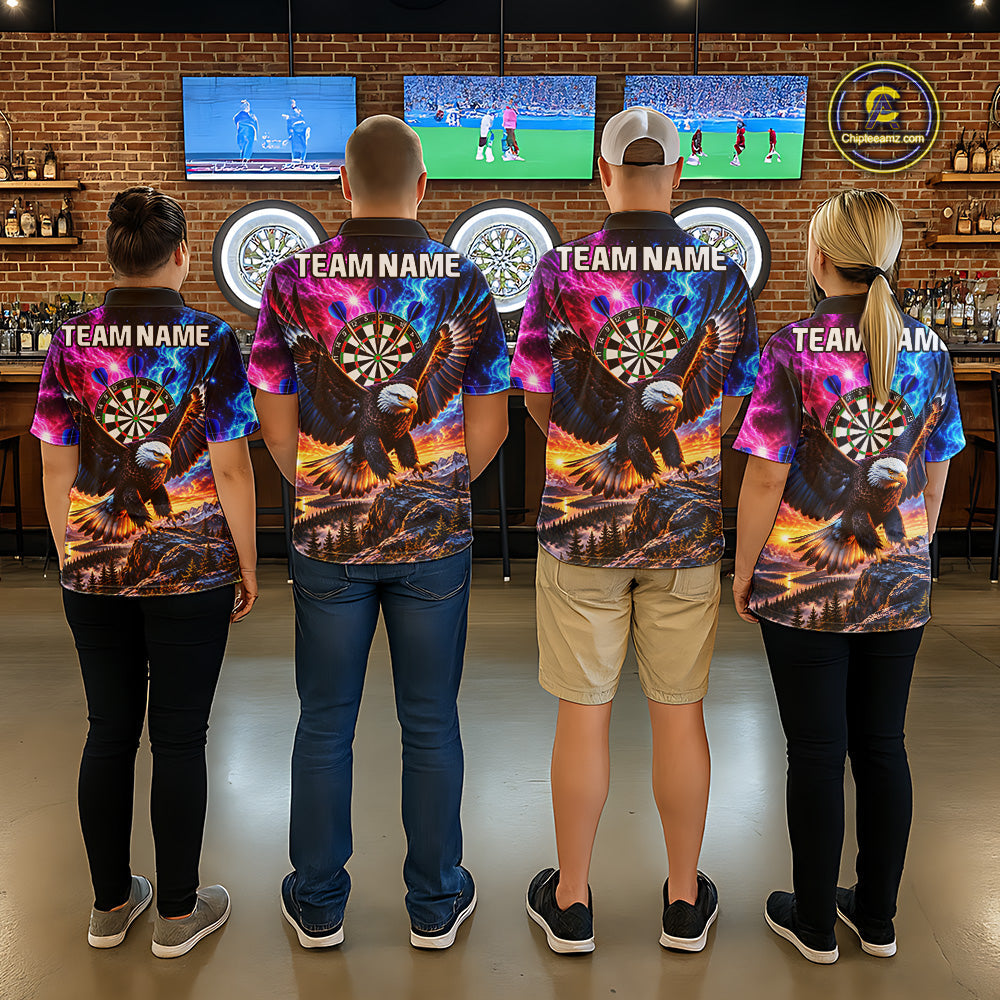 Custom Eagle Dart Polo 1/4-Zip Shirt Smoke Mountain Eagle Dart Team Tournament Shirt