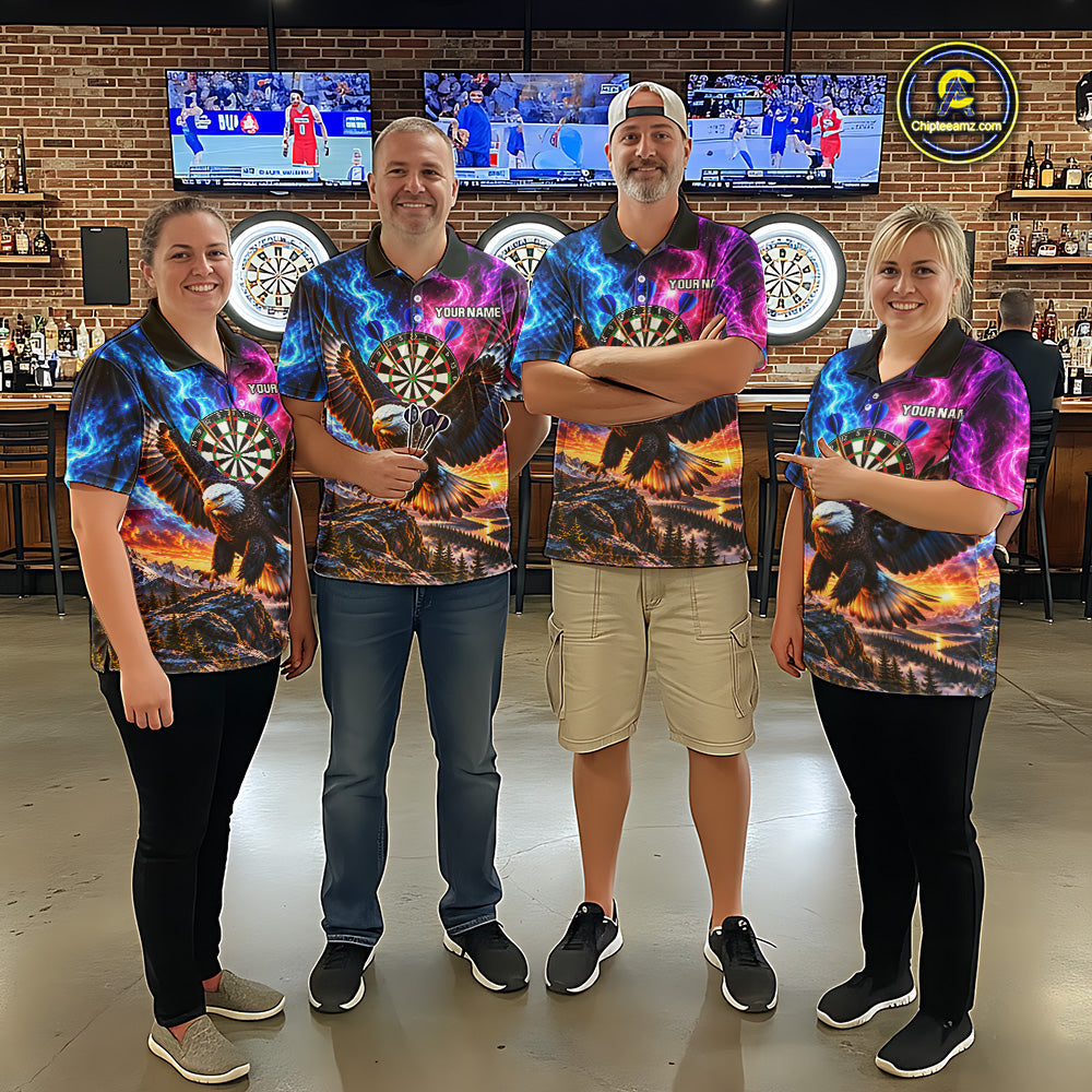 Custom Eagle Dart Polo 1/4-Zip Shirt Smoke Mountain Eagle Dart Team Tournament Shirt