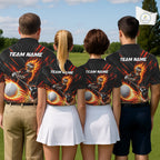 Custom Flaming Skull Golf Polo Shirt Personalized Skeleton Golf Shirt Golf Team Apparel