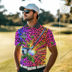 Personalized Rainbow Leopard Golf Polo Shirt Custom Colorful Golf Club Golf Team Jersey