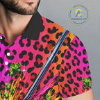 Personalized Rainbow Leopard Golf Polo Shirt Custom Colorful Golf Club Golf Team Jersey