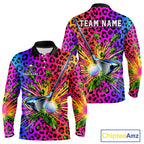 Personalized Rainbow Leopard Golf Polo Shirt Custom Colorful Golf Club Golf Team Jersey