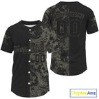 Custom Grey Skull Grunge Baseball Jersey, Skull Baseball Uniform