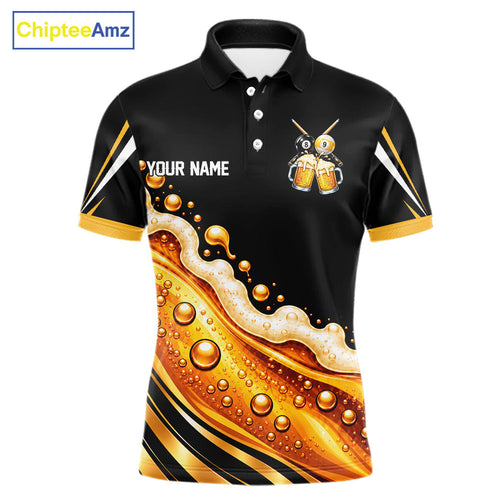 Funny Beer Billiard Polo Shirt Personalized 8-Ball & 9-Ball Pool Team Jersey Billiard Apparel