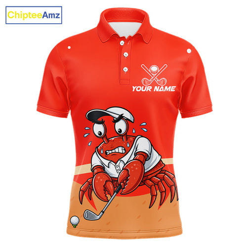 Custom Red Crab Golf Polo Shirt Personalized Crab Golfer Funny Golf Team Golf Apparel