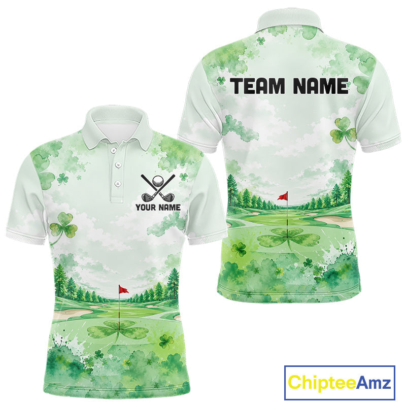 Golf Polo Shirt Personalized Shamrock Clover Golf Jersey St Patrick Golf Apparel Golf Gifts
