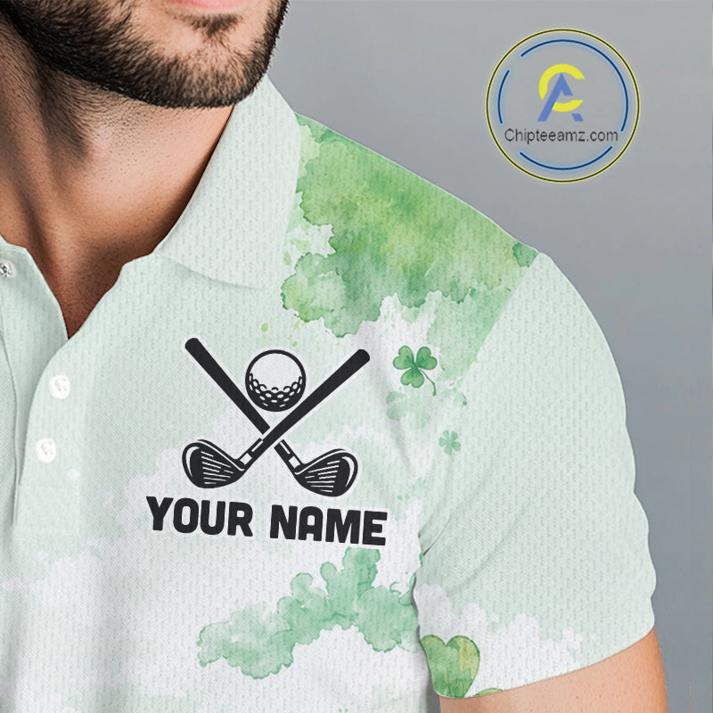 Golf Polo Shirt Personalized Shamrock Clover Golf Jersey St Patrick Golf Apparel Golf Gifts