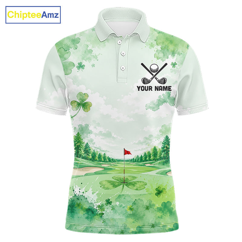 Golf Polo Shirt Personalized Shamrock Clover Golf Jersey St Patrick Golf Apparel Golf Gifts