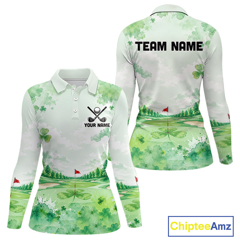 Golf Polo Shirt Personalized Shamrock Clover Golf Jersey St Patrick Golf Apparel Golf Gifts