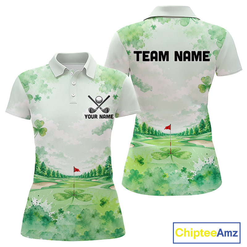 Golf Polo Shirt Personalized Shamrock Clover Golf Jersey St Patrick Golf Apparel Golf Gifts