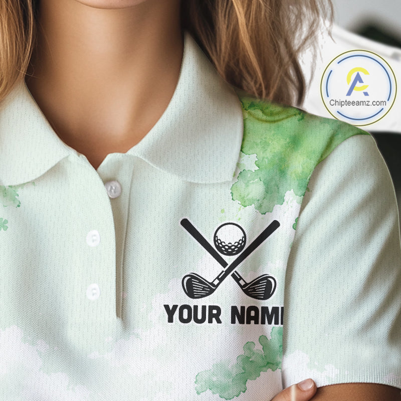 Golf Polo Shirt Personalized Shamrock Clover Golf Jersey St Patrick Golf Apparel Golf Gifts