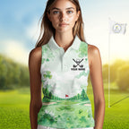 Golf Sleeveless Polo Shirt Personalized Shamrock Clover Golf Jersey St Patrick Golf Apparel Golf Gifts