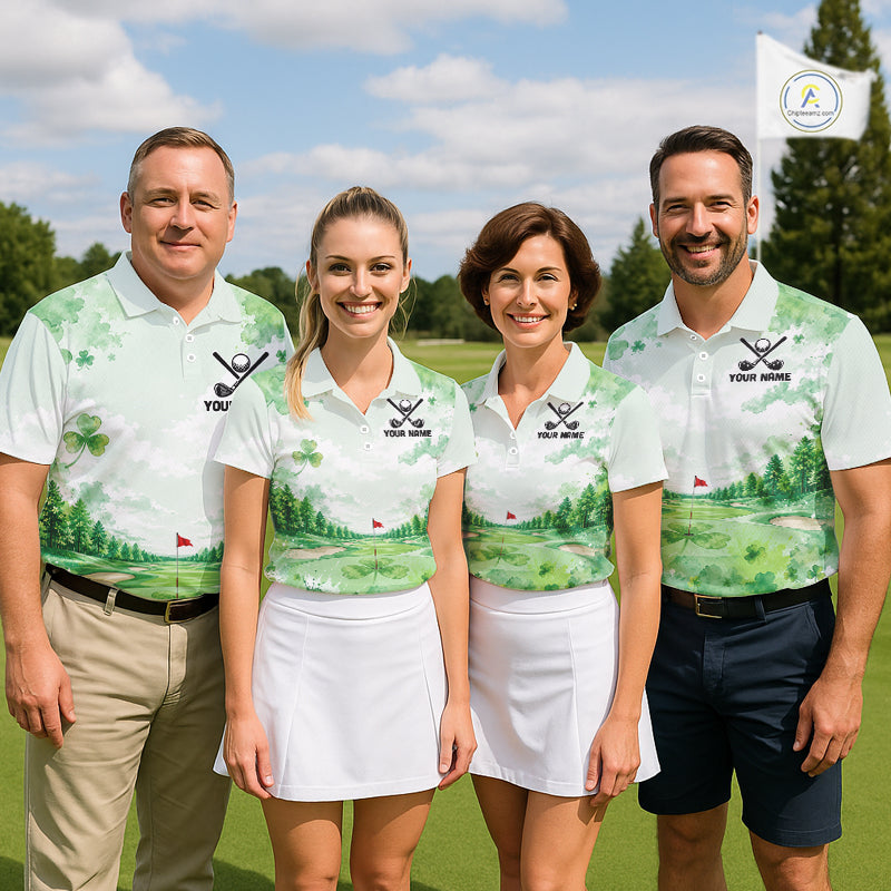 Golf Polo Shirt Personalized Shamrock Clover Golf Jersey St Patrick Golf Apparel Golf Gifts