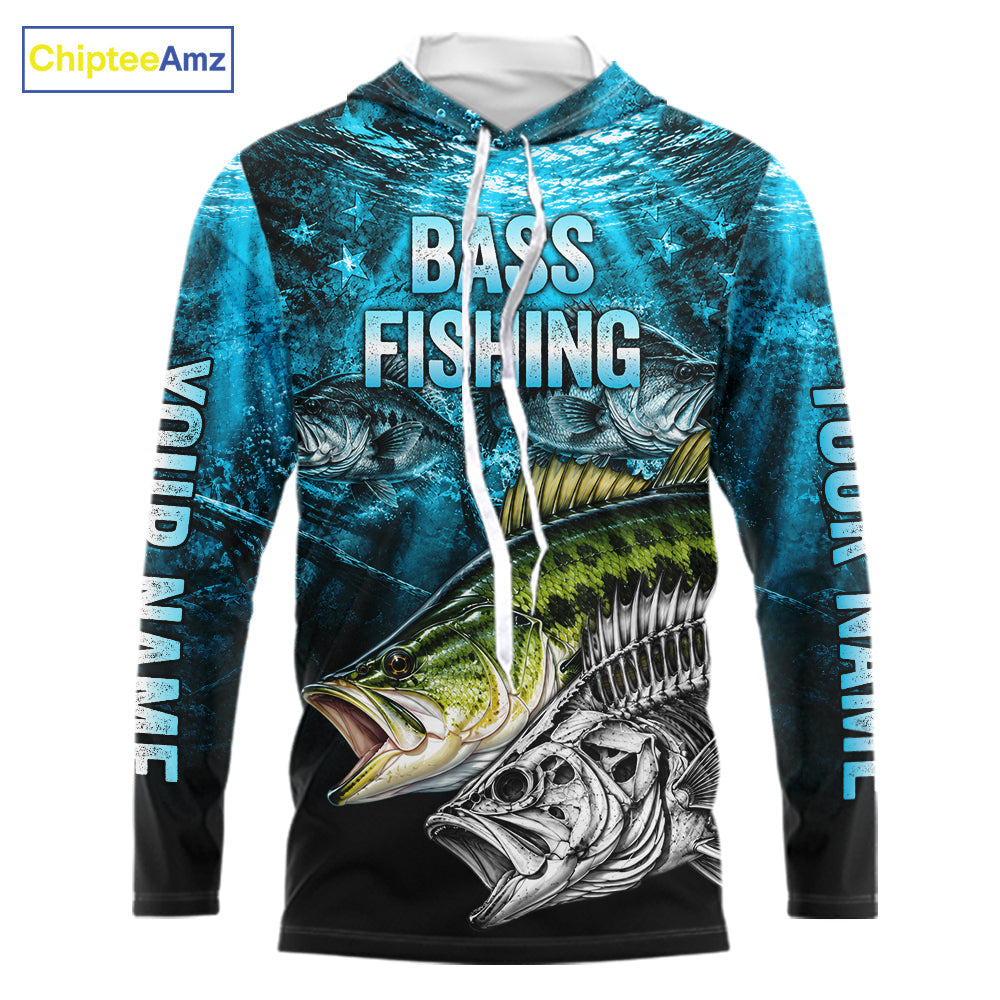Personalized Skeleton Largemouth Bass Fishing Tournament Shirt Bass Fishing Jersey Short & Long Sleeve