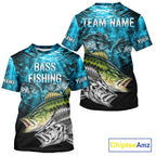 Personalized Skeleton Largemouth Bass Fishing Tournament Shirt Bass Fishing Jersey Short & Long Sleeve