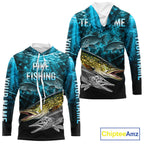 Personalized Skeleton Pike Fishing Tournament Shirt Pike Fishing Jersey Short & Long Sleeve