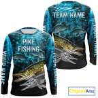 Personalized Skeleton Pike Fishing Tournament Shirt Pike Fishing Jersey Short & Long Sleeve
