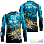 Personalized Skeleton Pike Fishing Tournament Shirt Pike Fishing Jersey Short & Long Sleeve