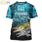 Personalized Skeleton Pike Fishing Tournament Shirt Pike Fishing Jersey Short & Long Sleeve