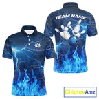 Custom Bowling Thunder Lightning Shirts, Fire Flame Bowling Team Jerseys