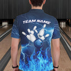 Custom Bowling Thunder Lightning Shirts, Fire Flame Bowling Team Jerseys