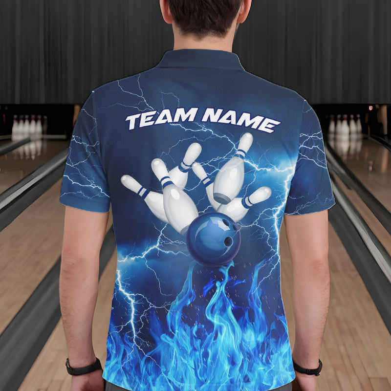 Custom Bowling Thunder Lightning Shirts, Fire Flame Bowling Team Jerseys