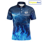 Custom Bowling Thunder Lightning Shirts, Fire Flame Bowling Team Jerseys
