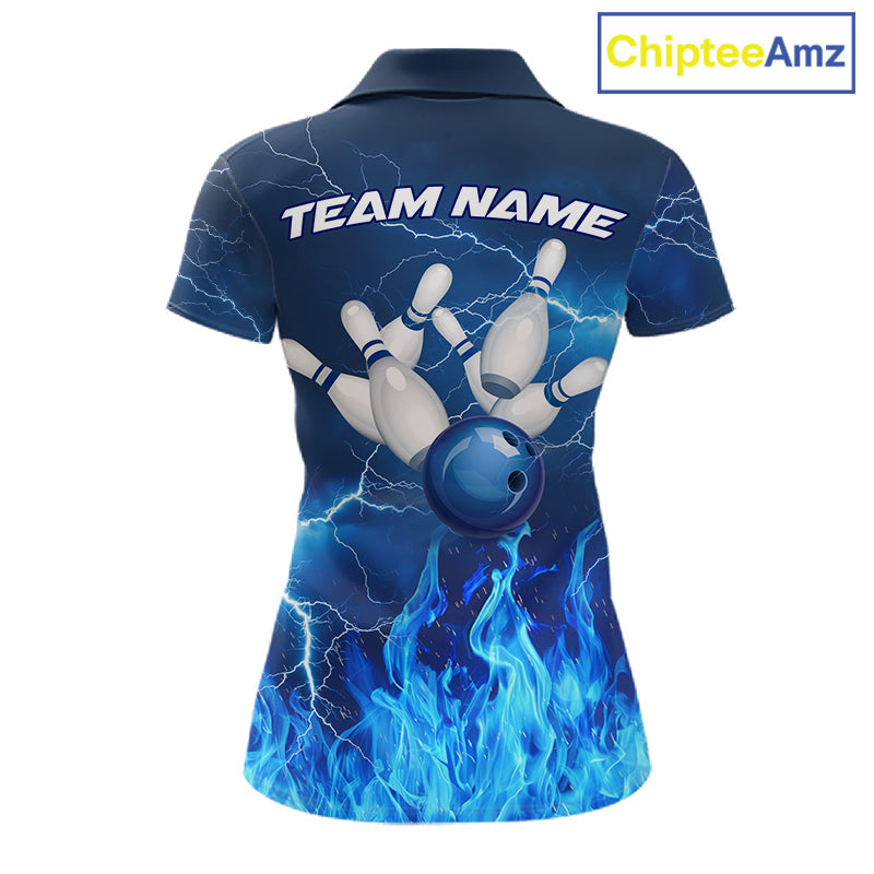 Custom Bowling Thunder Lightning Shirts, Fire Flame Bowling Team Jerseys