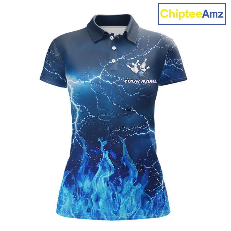Custom Bowling Thunder Lightning Shirts, Fire Flame Bowling Team Jerseys