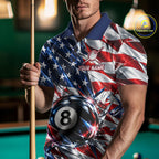 American Flag Broken Glass Billiard Shirt Custom 8 Ball Patriotic Billiard Pool Team Jersey