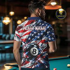 American Flag Broken Glass Billiard Shirt Custom 8 Ball Patriotic Billiard Pool Team Jersey