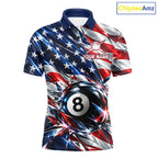 American Flag Broken Glass Billiard Shirt Custom 8 Ball Patriotic Billiard Pool Team Jersey