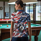American Flag Broken Glass Billiard Shirt Custom 8 Ball Patriotic Billiard Pool Team Jersey