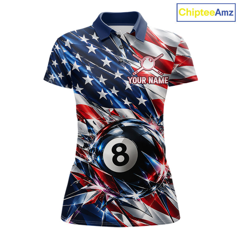 American Flag Broken Glass Billiard Shirt Custom 8 Ball Patriotic Billiard Pool Team Jersey