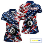 American Flag Broken Glass Billiard Shirt Custom 8 Ball Patriotic Billiard Pool Team Jersey