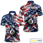 American Flag Broken Glass Billiard Shirt Custom 8 Ball Patriotic Billiard Pool Team Jersey
