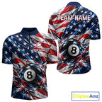American Flag Broken Glass Billiard Shirt Custom 8 Ball Patriotic Billiard Pool Team Jersey