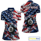 American Flag Broken Glass Billiard Shirt Custom 8 Ball Patriotic Billiard Pool Team Jersey