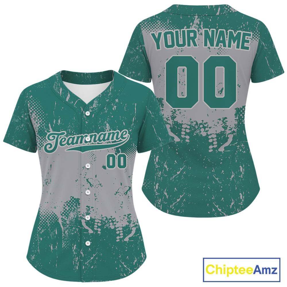 Custom Grey And Green Grunge Baseball Ball Shirt Baseball Team Jerseys